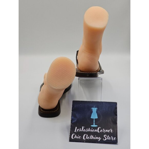 Tory Burch Women's Metallic Gunmetal Leather Moore T-Strap Sandals Sz 7.5 2644 - Picture 9 of 16